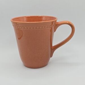 Pier 1 Imports Spice Route Nutmeg Stoneware Coffee Mug Beaded Rim Pumpkin Orange